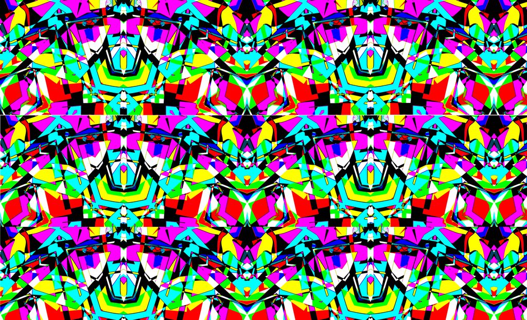 On the edge of a ledge is an artwork in Backchannels Journal by Edward Michael Supranowicz featuring almost tesselated, repeating vibrant colors and shapes creating a frenetic feeling.